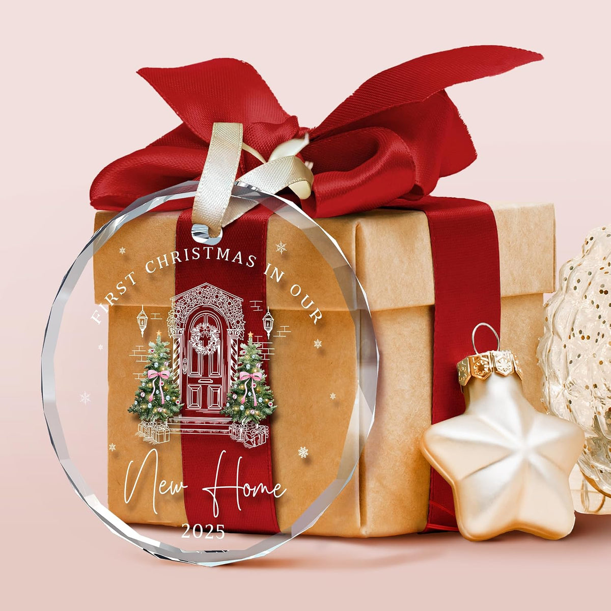 New Home Ornament 2025 - House Warming Gifts New Home - Housewarming Gifts for First House, Housewarming Gift Ideas for Couple - Home Ornaments for Newhouse Owners, Women - Glass Ornament