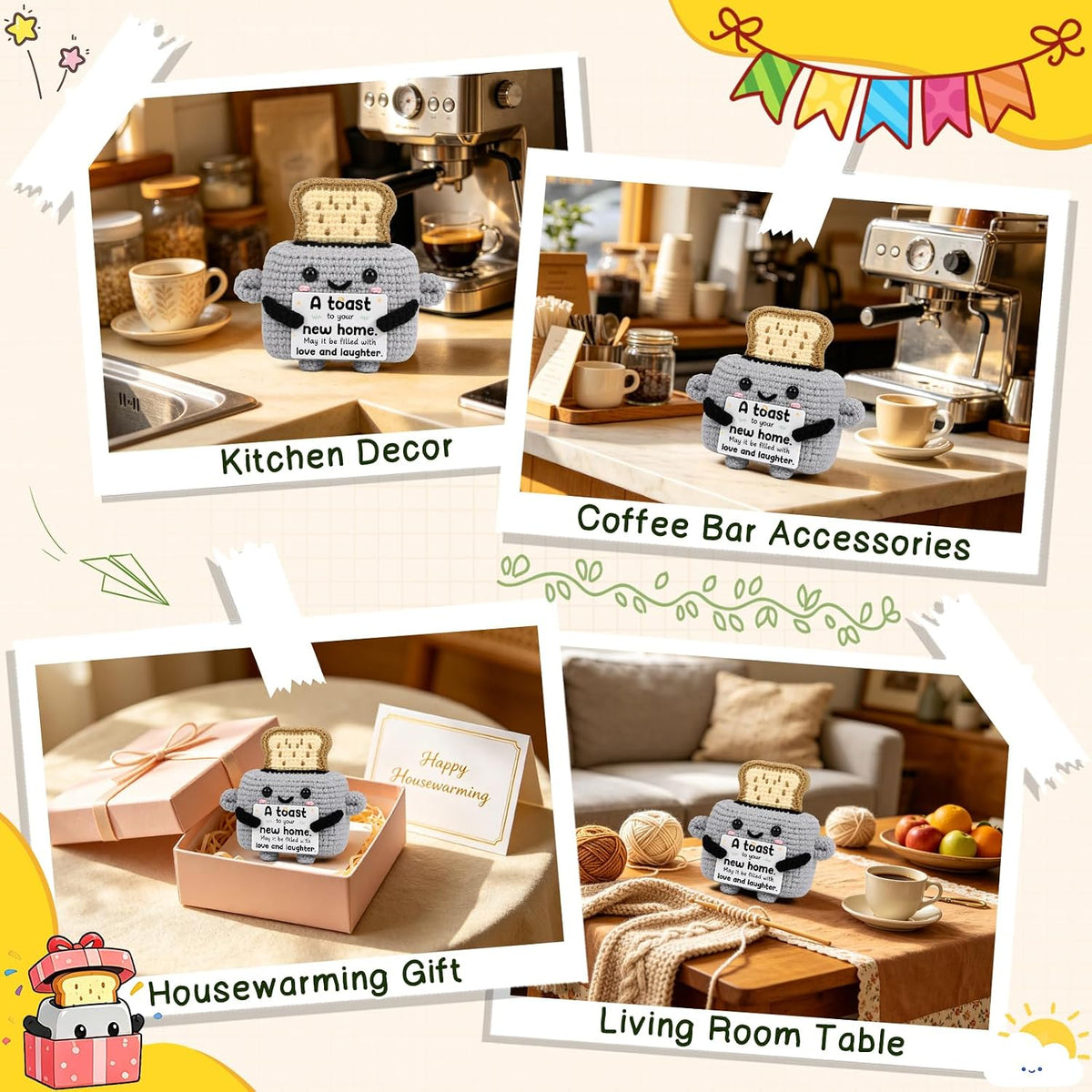 Xinezaa Housewarming Gifts New Home New Apartment,Crochet Toaster Decor | Funny Small Handmade Welcome Home Keepsake for First Apartment, New Homeowners, Friend, Sister, Girlfriend, Mom