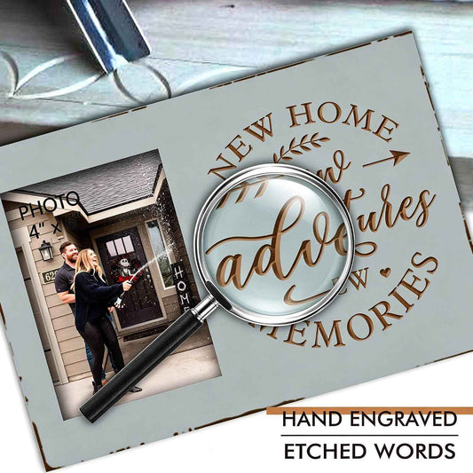Yudarte Housewarming Gifts For New Home - Engraved Picture Frame 4x6 Inches Photo - Unique First Time House Owner Gifts for Men and Women