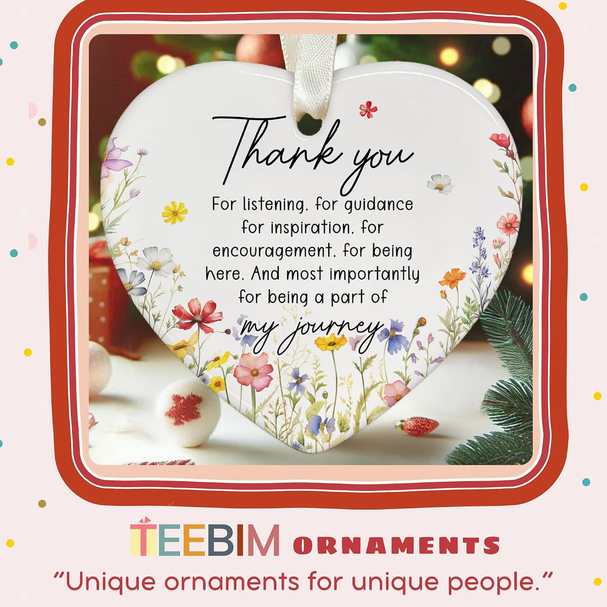 Thank You Gifts for Women - Appreciation Gift for Women, Boss, Coworker, Teacher, Nurse - Employee Appreciation Gifts - Ceramic Thank You Ornament