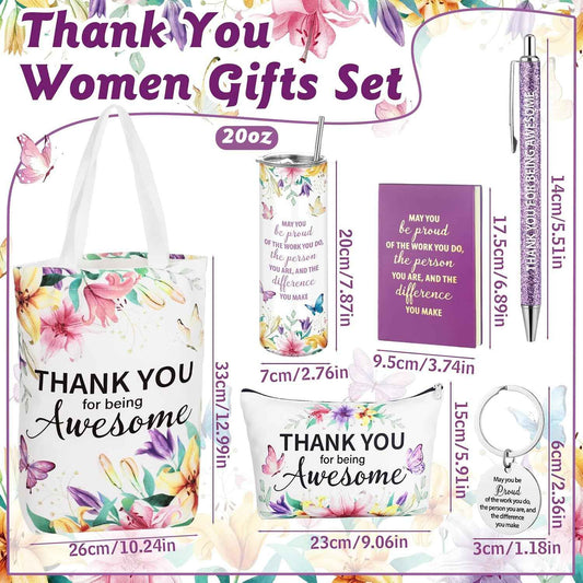 Patelai 6 Pcs Employee Appreciation Gifts Set for Women, Thank You Gift for Graduation CNA Week Teacher Social Work Coworker Staff Nurse, Inspirational Cup Bag Pen Journal Keychain, Butterfly