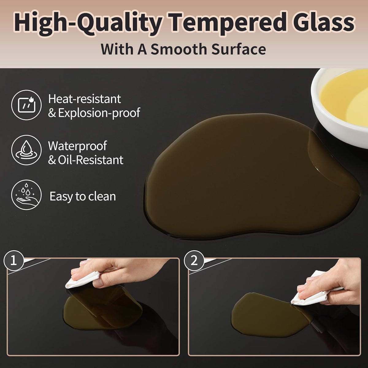 Warming Mat for Food,L 22"x14",Tempered Glass Electric Warming Tray, Black | Keep Food Warm,Food Warmers for Parties Buffet & Daily Use,Build-in Thermostat,Button Temperature Control,Full Surface Warm