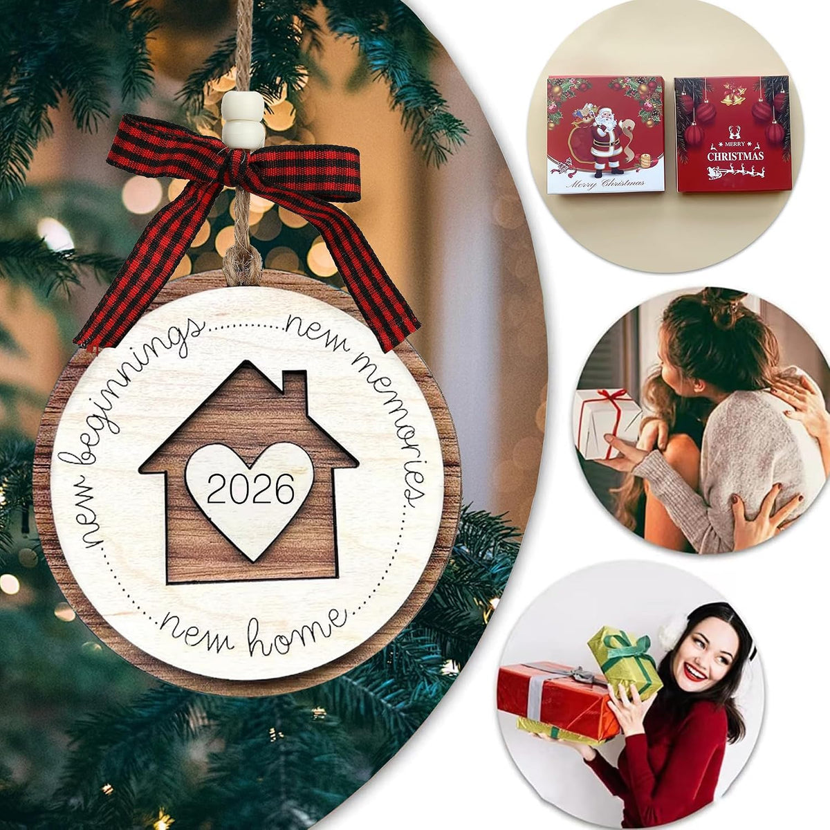 New Home Ornament 2026 House Warming Gifts New Home Decor Housewarming Gifts House Essentials for Owners Couple Family Wooden Gift Ideas Christmas Ornament