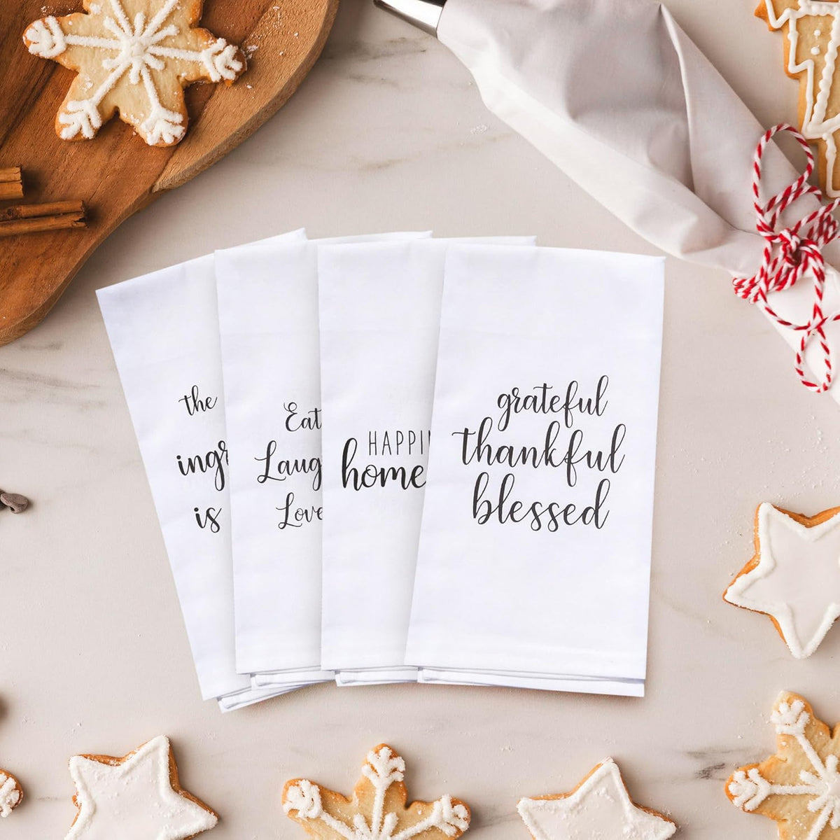 Cotton Kitchen Towel Decorative Set - Funny Hand, Dish or Tea Towels for Any Decor, Gift for Housewarming, Hostess, Christmas, Mothers Day, Birthday