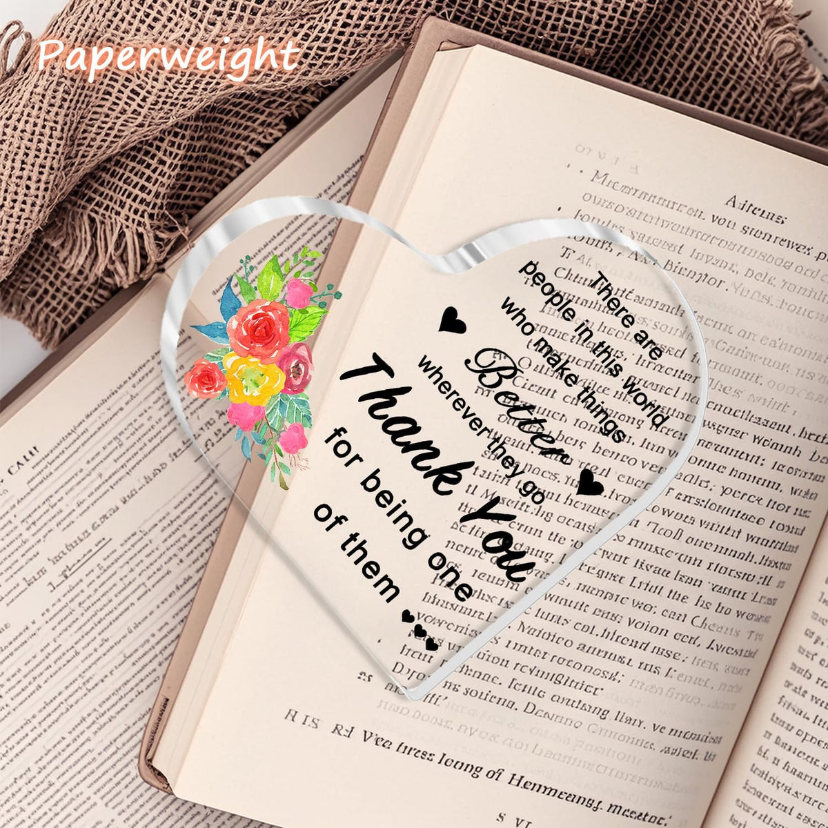 Thank You Gifts Acrylic Heart Keepsake β Inspirational Appreciation Gift for Women, Men, Employees, Nurses, Teachers, Boss, Manager, Coworkers β 4x4x0.4β Desk Decor for Farewell, Retirement, Admin Day