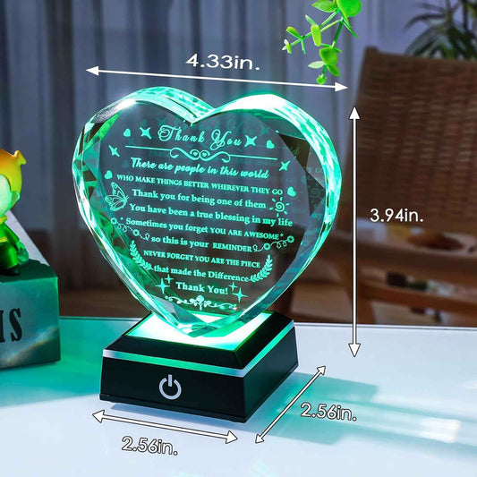 YWHL Thank You Gifts for Women Men with Colorful LED Base Appreciation Gifts for Employee Coworkers Mentor Teacher Boss Inspirational Birthday Farewell Goodbye Retirement Plaque Desk Decor