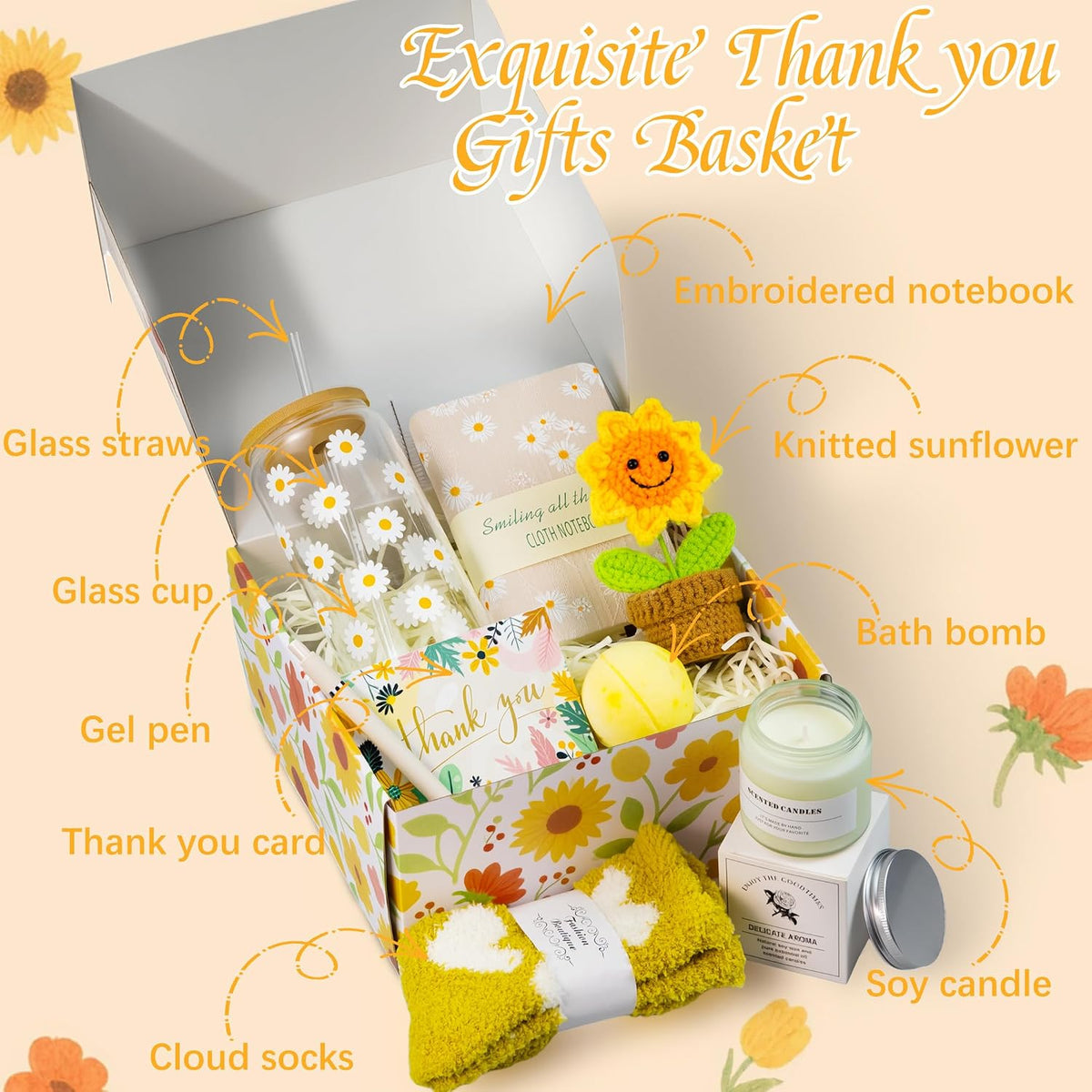 Thank You Gifts for Women, 10PCS Principal Appreciation Gifts, Employee Appreciation Gifts, Teacher Appreciation Gifts for Mom Coworkers Nurse Friend Boss with Thank You Cards &16oz Cup