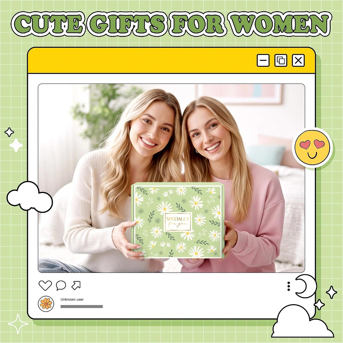 Gift Baskets for Women Unique Birthday Gifts for Women self care cheer up gifts set pick me up gift box for Woman teen girls best friend Sister Ladies Friendship Her - Inspirational Green Present