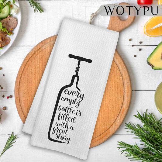 Funny Wine Kitchen Towels, Wine Lover Gifts Dish Tea Towels for Dining Room, Hostess Gifts for Women Decorative Hand Towel, Funny Kitchen Decor, 16x24 Inch