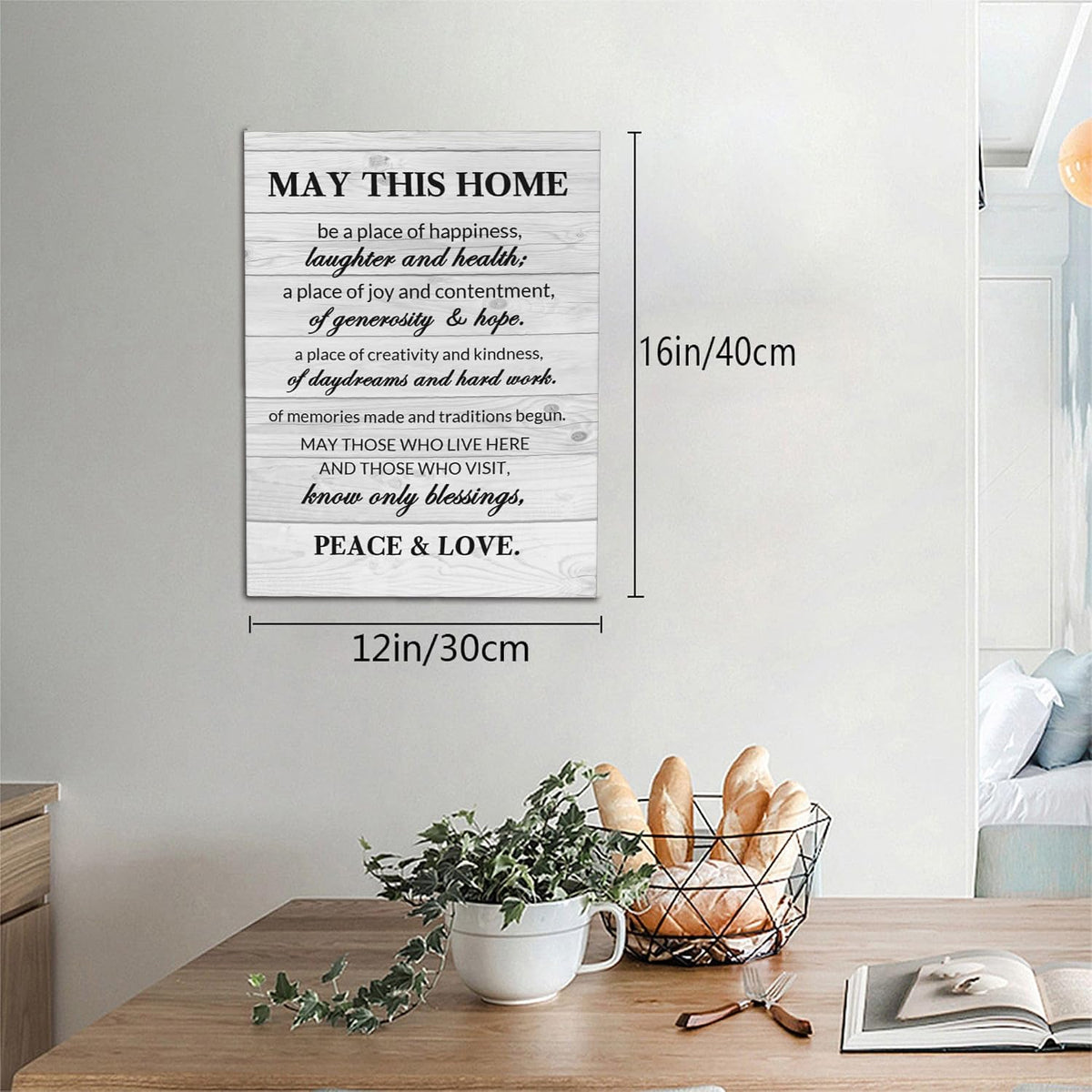 New Home Gifts Wall Art Canvas Print Inspirational Quote May This Home Be a Place of Happiness Framed Prints for Home Wall Decor Housewarming Gift