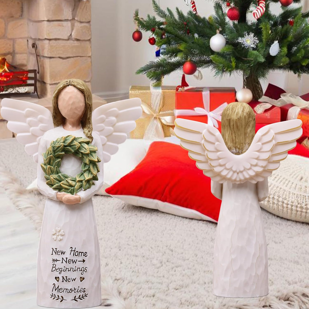 House Warming Gifts New Home Essentials, Housewarming Angel Figurine | New Home Gift Ideas for Friend Women Homeowner, Hand-Painted Resin Statue, Housewarming Gifts ,New Apartment Decor Gifts