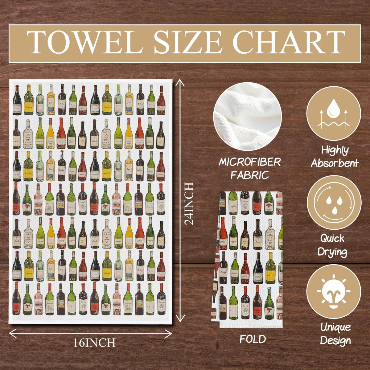 Hostess Gifts for Women Kitchen Towels,Gifts for Wine Lovers Dish Tea Towels for Kitchen Decor,Red Wine Champagne Bar Cart Accessories Towel for Bathroom Decor,16X24 Inch