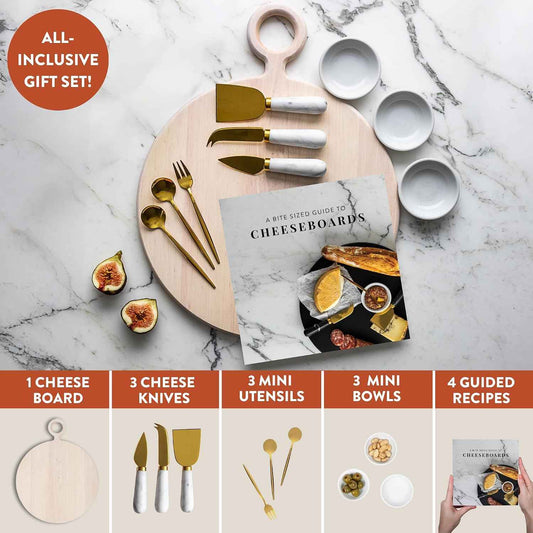 Charcuterie Board Gift Set, White Wood: Unique Mother's Day Gifts For Mom, House Warming Gifts New Home, Wedding Gifts for Couple, Bridal Shower Gift