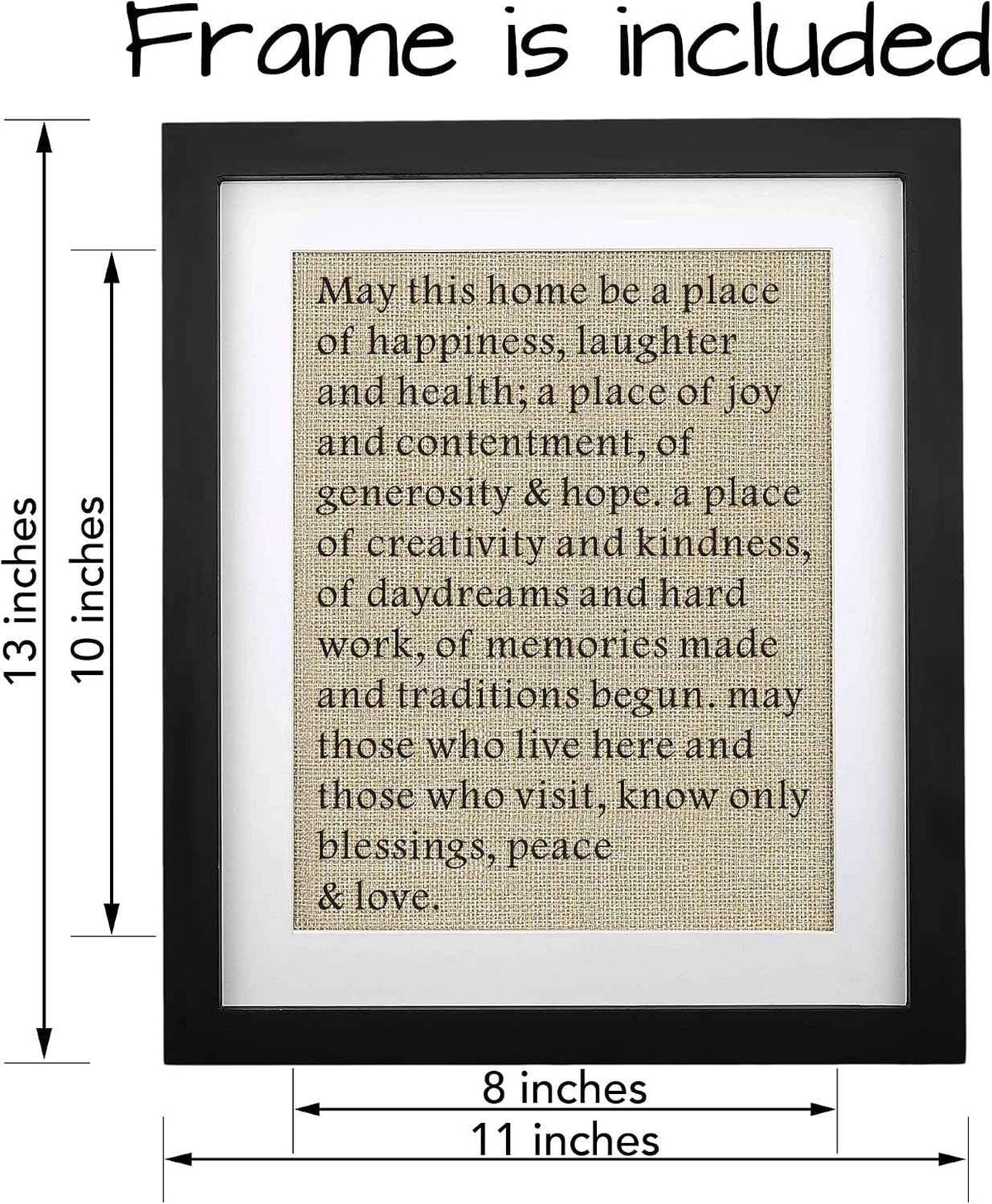 Housewarming Gifts for Women, House Warming Decoration Gifts for New Home Owner - Framed Burlap Print 11" W X 13" H (Framed - Home)