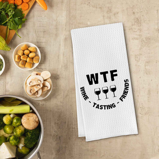 Funny Wine Dish Towels, Classic Waffle Kitchen Cloths, 16 x 24 Inches, Wine Lovers Gifts for Women