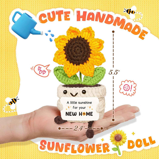 AceThrills A Little Sunshine for Your New Home, House Warming Gifts New Home Apartment, New Home Gift Idea for Women Men Friends Homeowner - Mini Handmade Emotional Positive Sunflower Desk Decor
