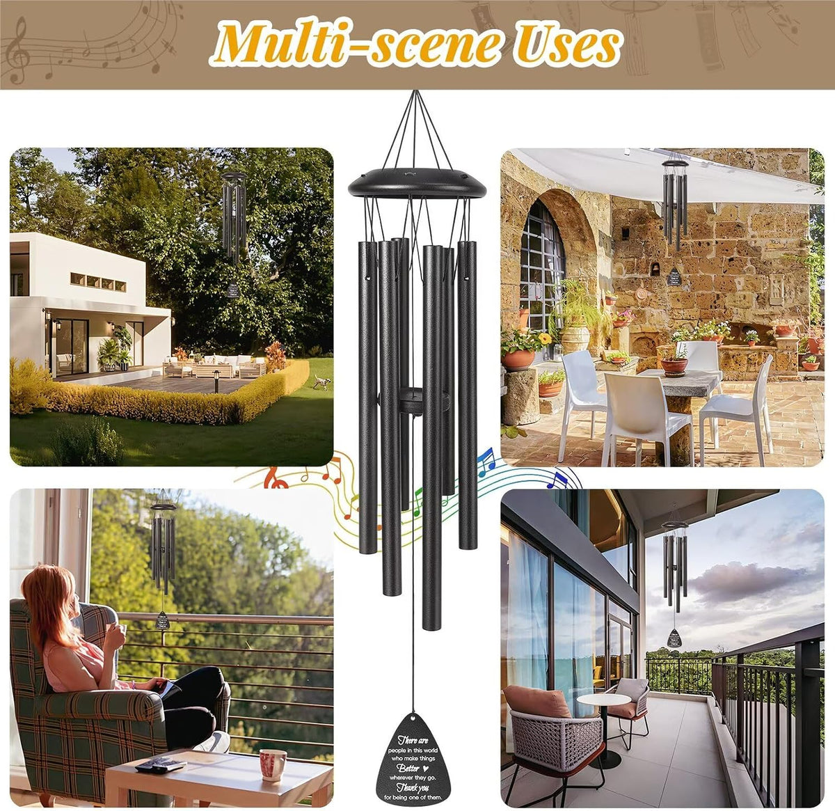 Thank You Gifts for Women Men, 25" Wind Chimes Appreciation Gifts for Coworkers, Pastor Teacher Nurses Boss Employee, Thoughtful Gratitude Gift Ideas for Mother Father Friends