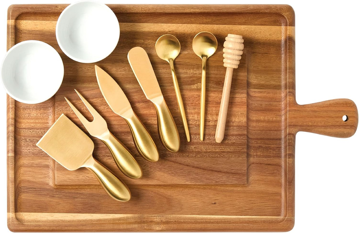 Charcuterie Board Set - Acacia Cheese Board for Serving with Accessories - House Warming Gifts for New Home, Bridal Shower & Wedding Gift, Birthday Gifts for Women