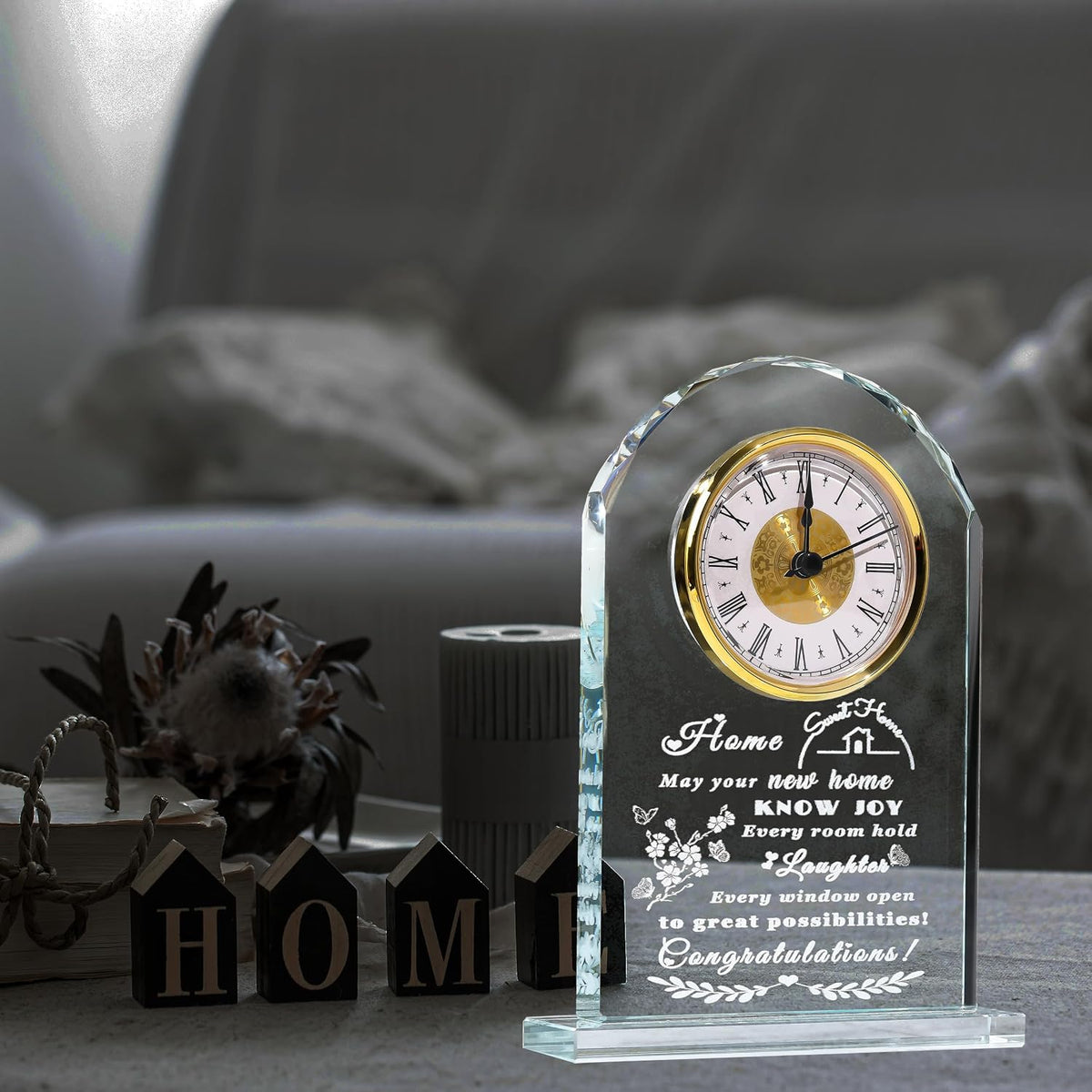 Qianwei House Warming Gifts New Home - Crystal Clock Gifts for Home Decor - Best Unique Housewarming Decor Ideas for New House Homeowner Men Friend Family | Home Decor Best Unique Housewarming Decoration Present Gifts Ideas For New House Homeowner Coup...