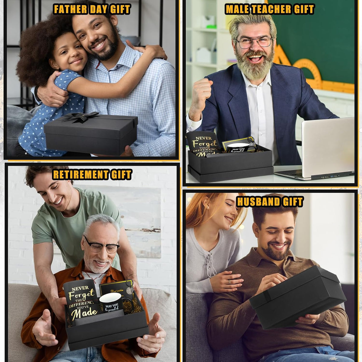 Shellwei 6 Pcs Employee Appreciation Gifts for Men Thank You Gifts for Male Coworker Manager Teacher Boss Father's Day Dad Gift Mug Tumblers Leather Inspirational Notebook Keychain Pen Card Box