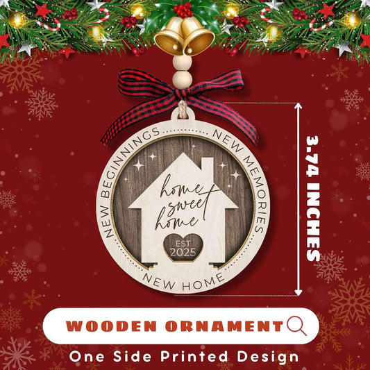 KatAndNat House Warming Gifts New Home - New Home Ornament 2025 - Housewarming Gifts for First House - Housewarming Gift Ideas for Couple, Women - Home Ornaments - Wood First Home Ornament 2025 & Card