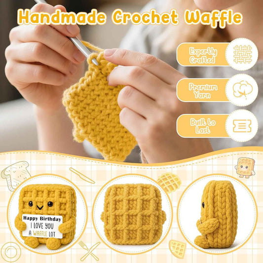 Mens Birthday Gifts for Boyfriend Husband Ideas, Birthday Gifts for Men Women Dad, Funny Unique Birth Day Gift for Him Her, I Love You Handmade Crochet Waffle