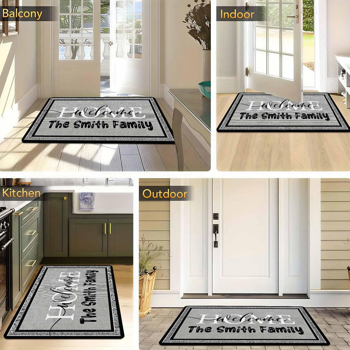 Ship Next Day, Personalized Door Mat, Custom Doormat with Family Name, Housewarming Gifts, Wedding Gifts for Couple, Customized Door Mat for Outdoor Decor, Anti-Slip Backing