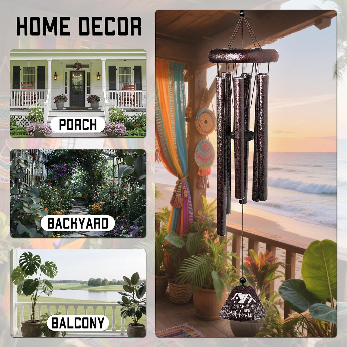 House Warming Gifts New Home Wind Chimes 32", Thoughtful Housewarming Gifts New Home/Apartment, New Home Gift Idea Must Haves for Women Men Friends Homeowner, Home Decor Living Room Wind Chimes