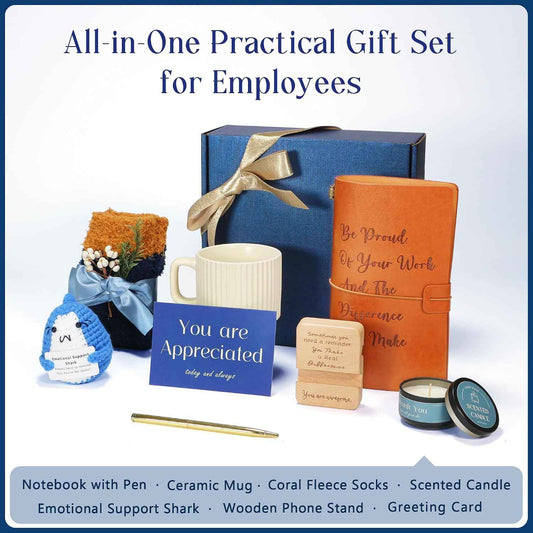 Employee Appreciation Gifts for Men Women, Thank You Gift | with Mug, Notebook & Emotional Support Shark, Appreciations Gifts for Coworkers, Team, Gender Neutral Staff