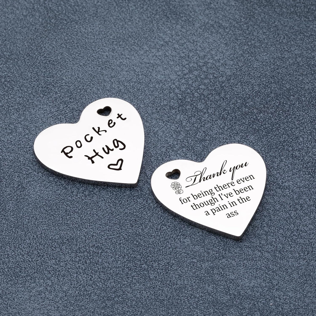 Qunrwe Pocket Hug Token,Long Distance Gifts Keepsake,Double Sided Inspirational Thinking of you Gift with Leather Keychain