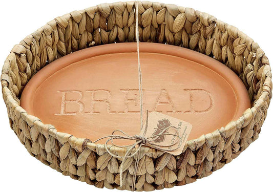 Mud Pie Terracotta Bread Warming Set, Brown, 8 1/2" x 12 1/2" | Terracotta Bread Warming Set, 8.5 X 12.5 Inches, For Warming And Presenting Bread At The Table