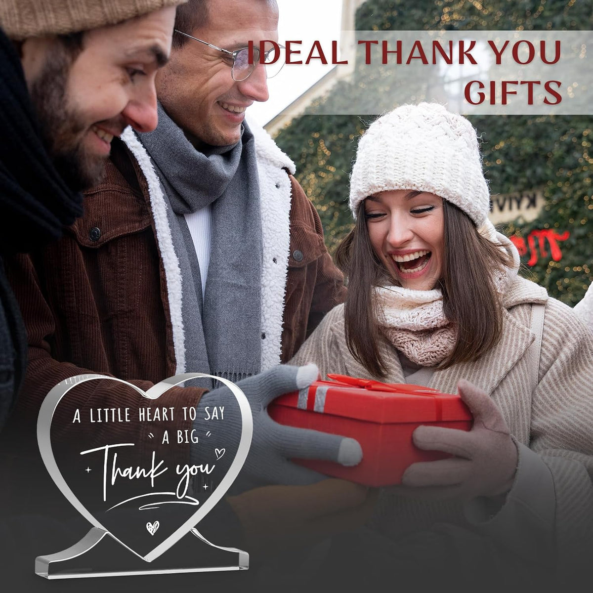 Thank You Gifts for Women, Men, Teacher Appreciation Gifts | Administrative Professional Day, Heart-Shaped Acrylic Desk Decor, Volunteer Nurse Employee Coworker Boss Appreciation