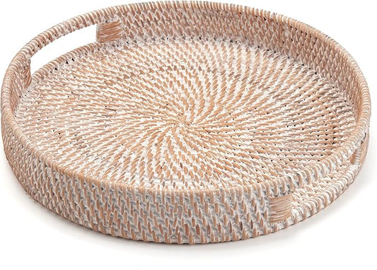 Round Woven Rattan Serving Tray - Field & Blessing