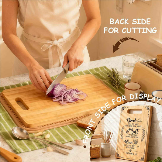 Bread Salt Wine Home Blessing Cutting Board, Housewarming Gifts for Women Men, Home Owner Hostess Gifts Bamboo Cutting Chopping Boards for Kitchen