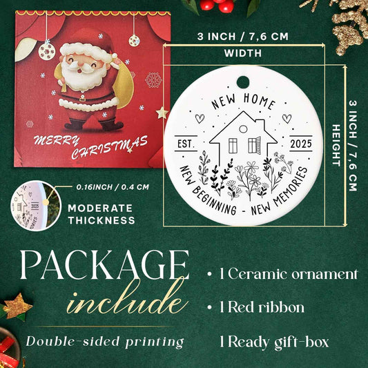 New Home Ornament 2025 - House Warming Gifts - New House Gift Ideas - New Home Christmas Ornament - Gift for New Homeowner, Couple, Women, Men - Ceramic Ornaments