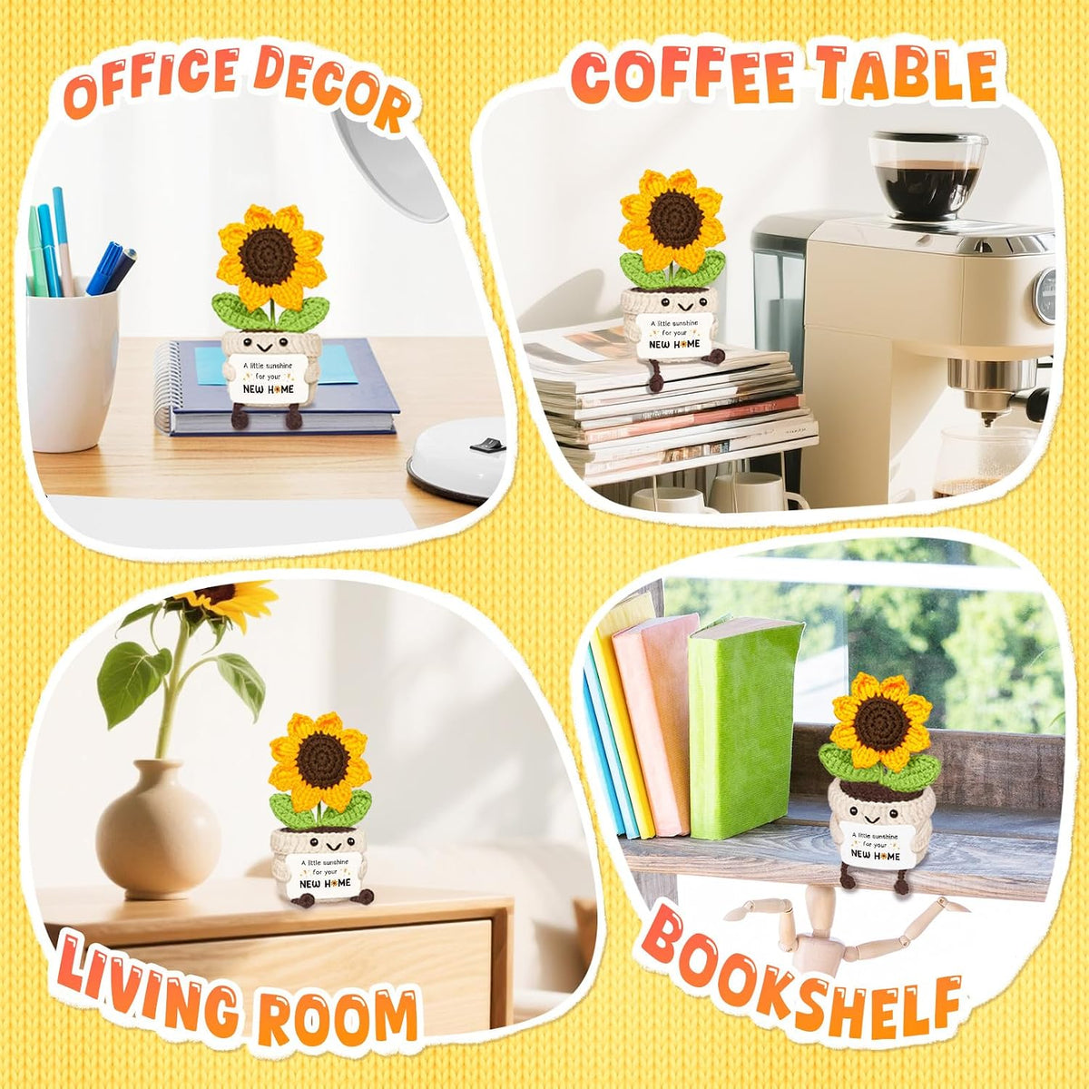 AceThrills A Little Sunshine for Your New Home, House Warming Gifts New Home Apartment, New Home Gift Idea for Women Men Friends Homeowner - Mini Handmade Emotional Positive Sunflower Desk Decor