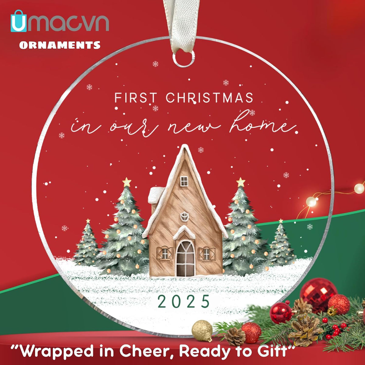 House Warming Gifts New Home - New Home Ornament 2025 - Housewarming Gifts for First House, Housewarming Gift Ideas for Couple - Home Ornaments for Newhouse Owners, Women - Acrylic Ornament