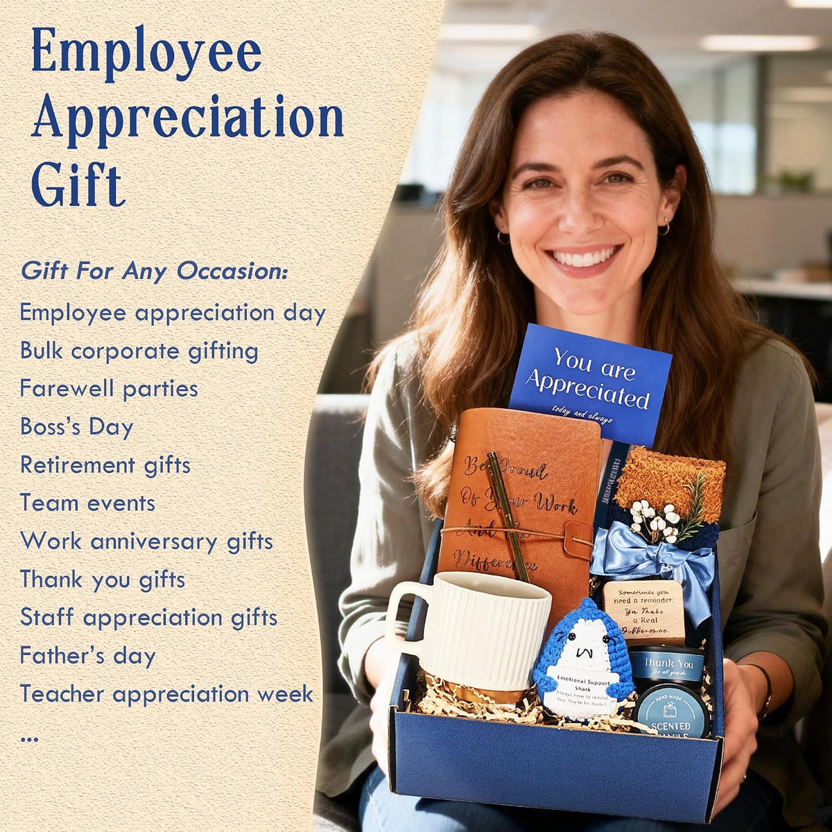 Employee Appreciation Gifts for Men Women, Thank You Gift | with Mug, Notebook & Emotional Support Shark, Appreciations Gifts for Coworkers, Team, Gender Neutral Staff