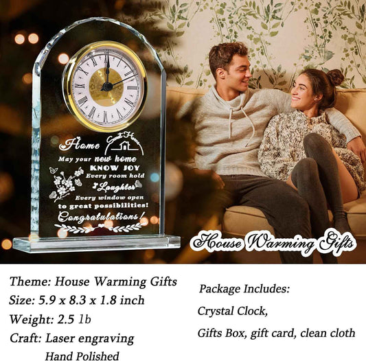 Qianwei House Warming Gifts New Home - Crystal Clock Gifts for Home Decor - Best Unique Housewarming Decor Ideas for New House Homeowner Men Friend Family | Home Decor Best Unique Housewarming Decoration Present Gifts Ideas For New House Homeowner Coup...