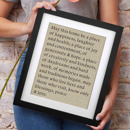 Housewarming Gifts for Women, House Warming Decoration Gifts for New Home Owner - Framed Burlap Print 11" W X 13" H (Framed - Home)