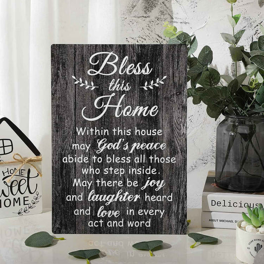 Bless This Home Wood Sign, Housewarming Gift,13.8 x 11 Inches,Black | New Home Wall Decor, House Blessing Plaque, Farmhouse Entryway Sign, Wood Rustic Sign for Living Room Bedroom Homeowner Decor