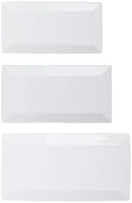 Amazon Basics 3-Piece Porcelain Serving Platters, Oven Safe, for