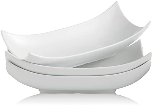 Gomakren 12 Inch White Porcelain Serving Platter Dishes Set of 3 Deep