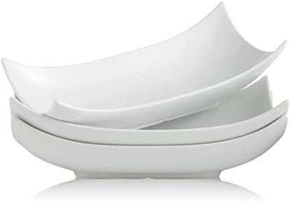 Gomakren 12 Inch White Porcelain Serving Platter Dishes Set of 3 Deep