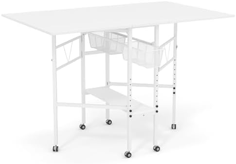 Sew Ready Folding Adjustable Height Sewing Craft Table with Drawers