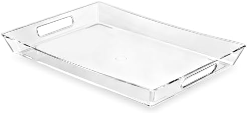 Clear Plastic Serving Tray with Handles, BPA-Free Storage Organizer
