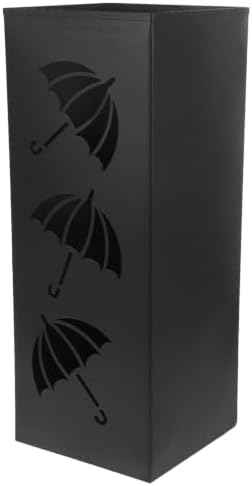 Uonlytech Black Iron Hollow Umbrella Holder Bucket for Home Entryway