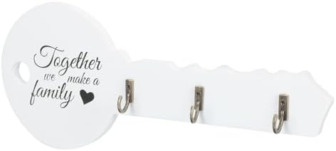 White Wooden Key Shaped Wall Hook, Wall-mounted Hanger for Bags Towels