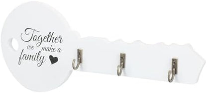 White Wooden Key Shaped Wall Hook, Wall-mounted Hanger for Bags Towels