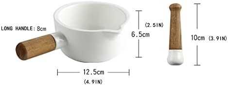 Porcelain Mortar and Pestle Set with Pour Spout Grinder Bowl Pesto